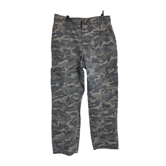 Sincerely Jules Pants Womens Size 11/30 Olive Green Cargo Camo High Rise Cotton - Picture 1 of 9